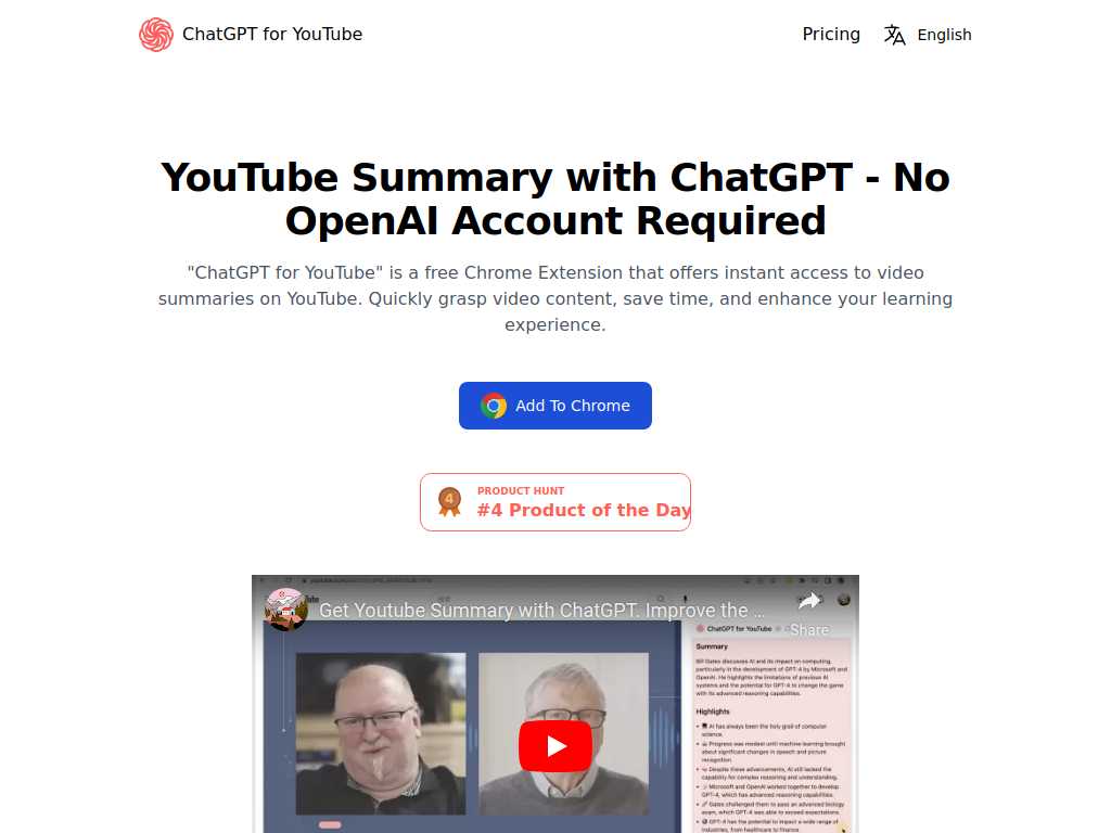 ChatGPT for YouTube