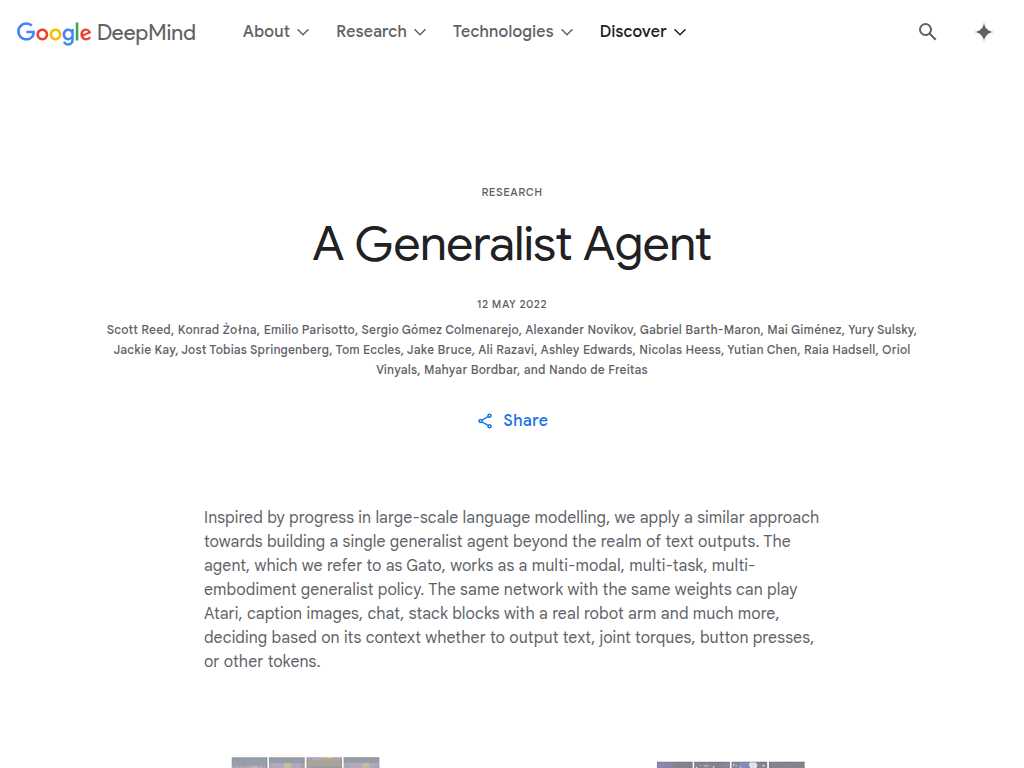 A Generalist Agent