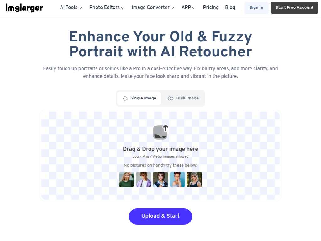 AI Face Retouch on AI Image Enlarger