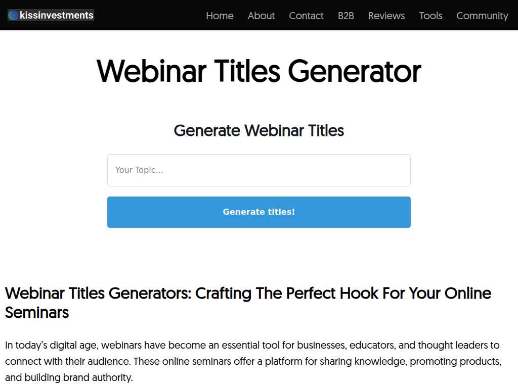 Webinar Titles Generator