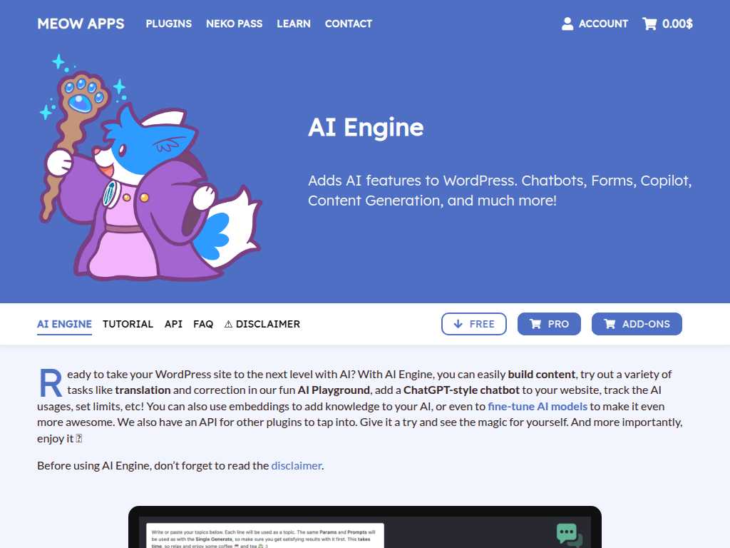 AI Engine on Meow Apps