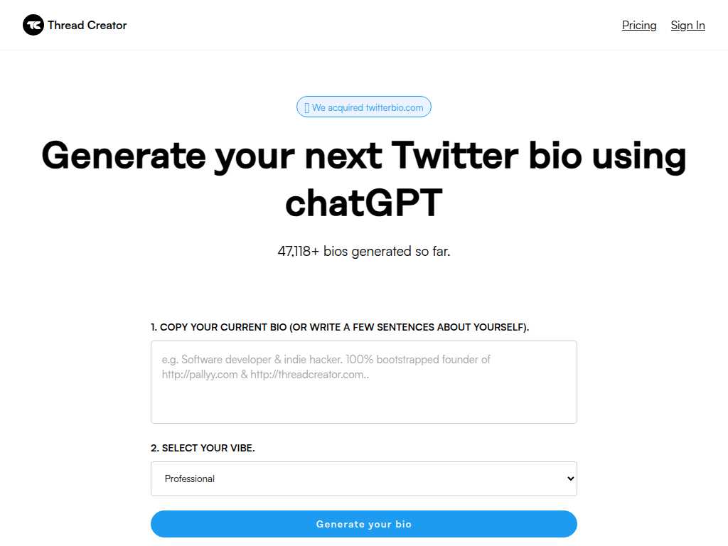Twitter Bio Generator